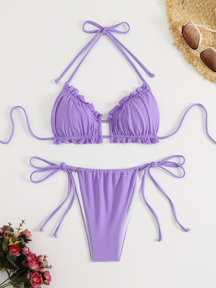 Dame Rüschen-bikini med justerbare stropper Skovae