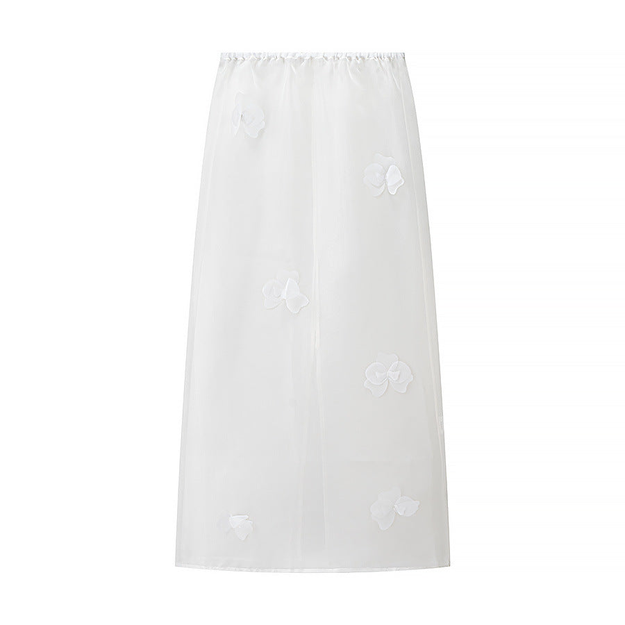 Dame elegant Maxiskørt med floralt spindelvævsdesign Stilla