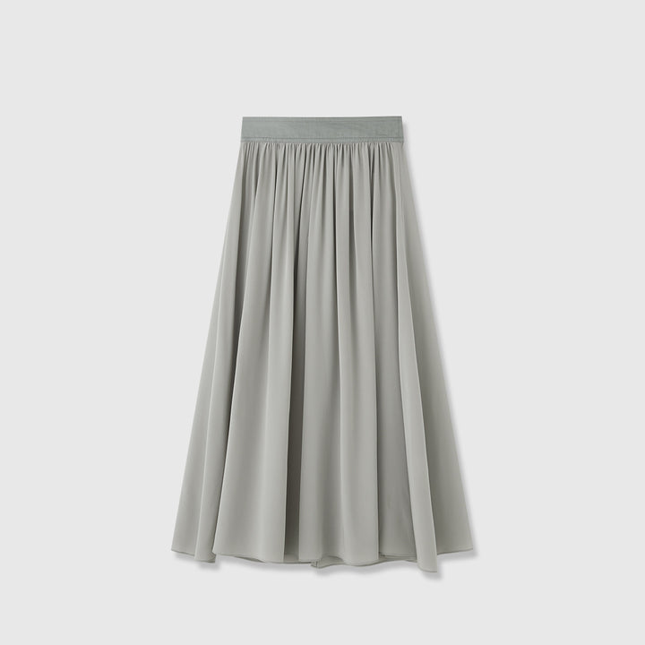 Dame flydende midi-nederdel i let chiffon med elastisk talje og elegant fald Stilla