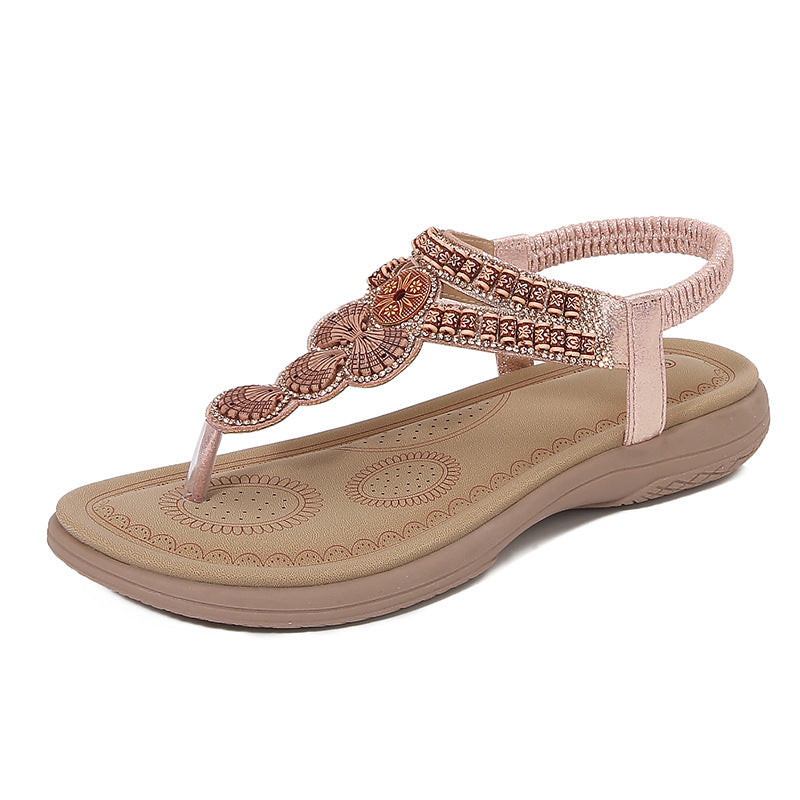 Dame Komfortable Sandaler med farverige Perle elementer Stilla