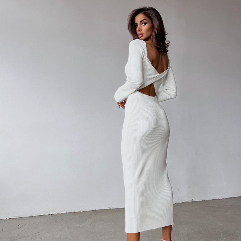 Dame Cut-Out Midi-Kjole med Knoten-Detail og figursyet Snit Stilla