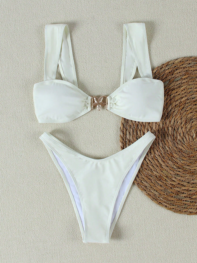 Dame bikini-sæt med elegant knude-detalje og høj kvalitet bindemønster Skovae