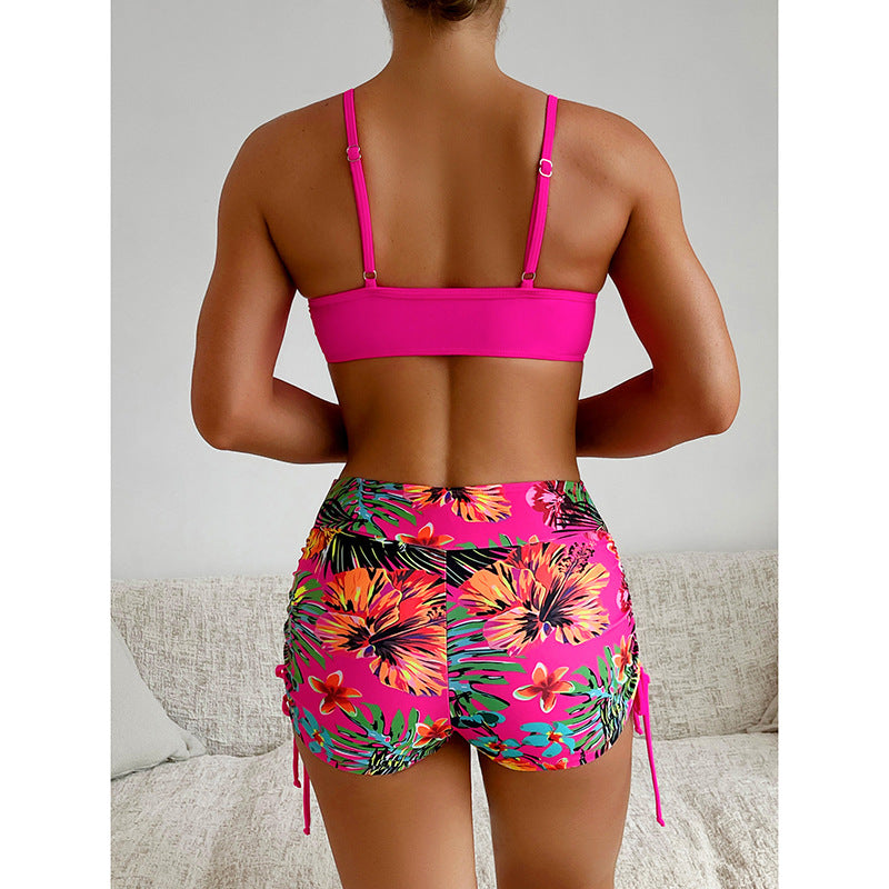 Dame Sporty bikini med floral design og justerbare stropper Skovae