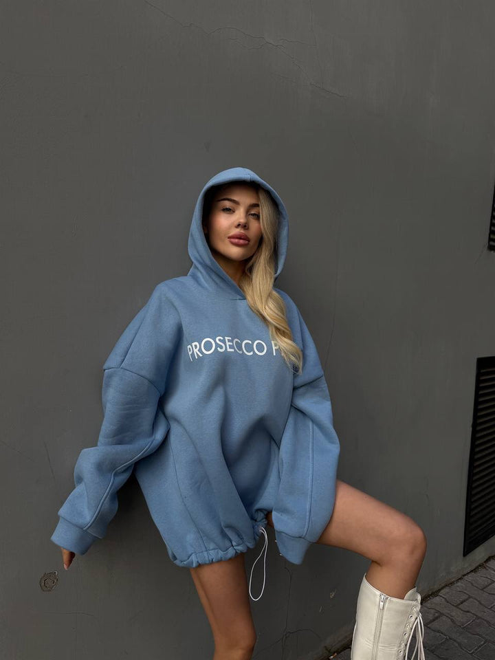 Kvinder Casual Oversized Hoodie med Snor og Ribbet Manchetter Skovae
