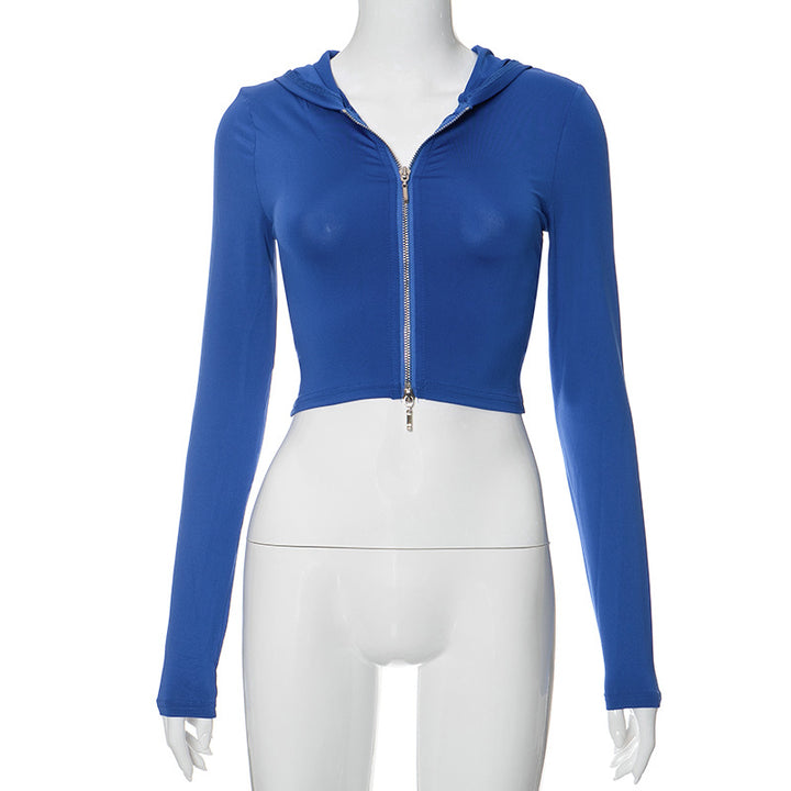 Femme Cropped Zip-Up Hoodie med lange ærmer Stilla