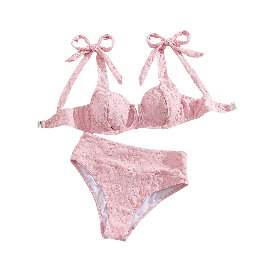 Dame Push-Up-Bikini med blomstertekstildesign Skovae