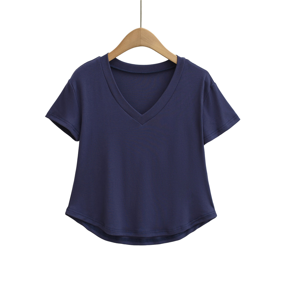 Dame V-hals Basic T-shirt med løs pasform Stilla