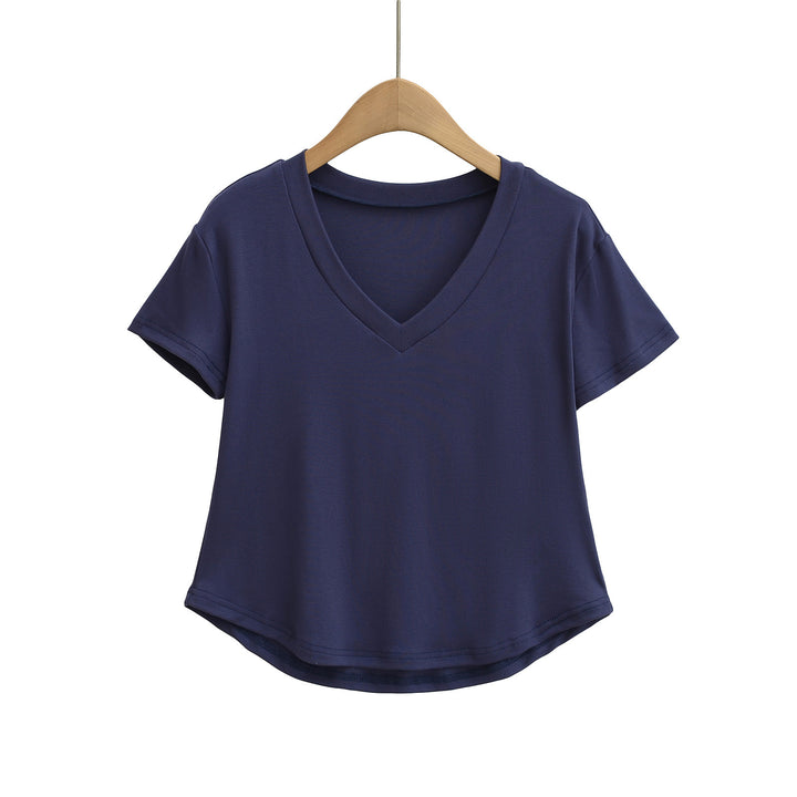 Dame V-hals Basic T-shirt med løs pasform Stilla