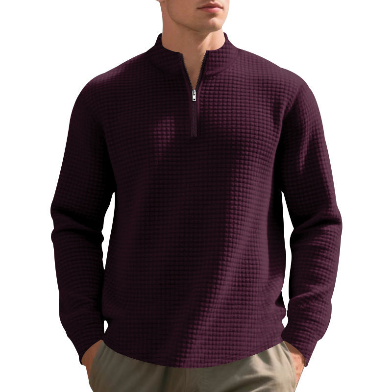 Herren nan City-Thermo-Pullover med kort lynlås Stehkragen og fin kvadratstruktur Skovae