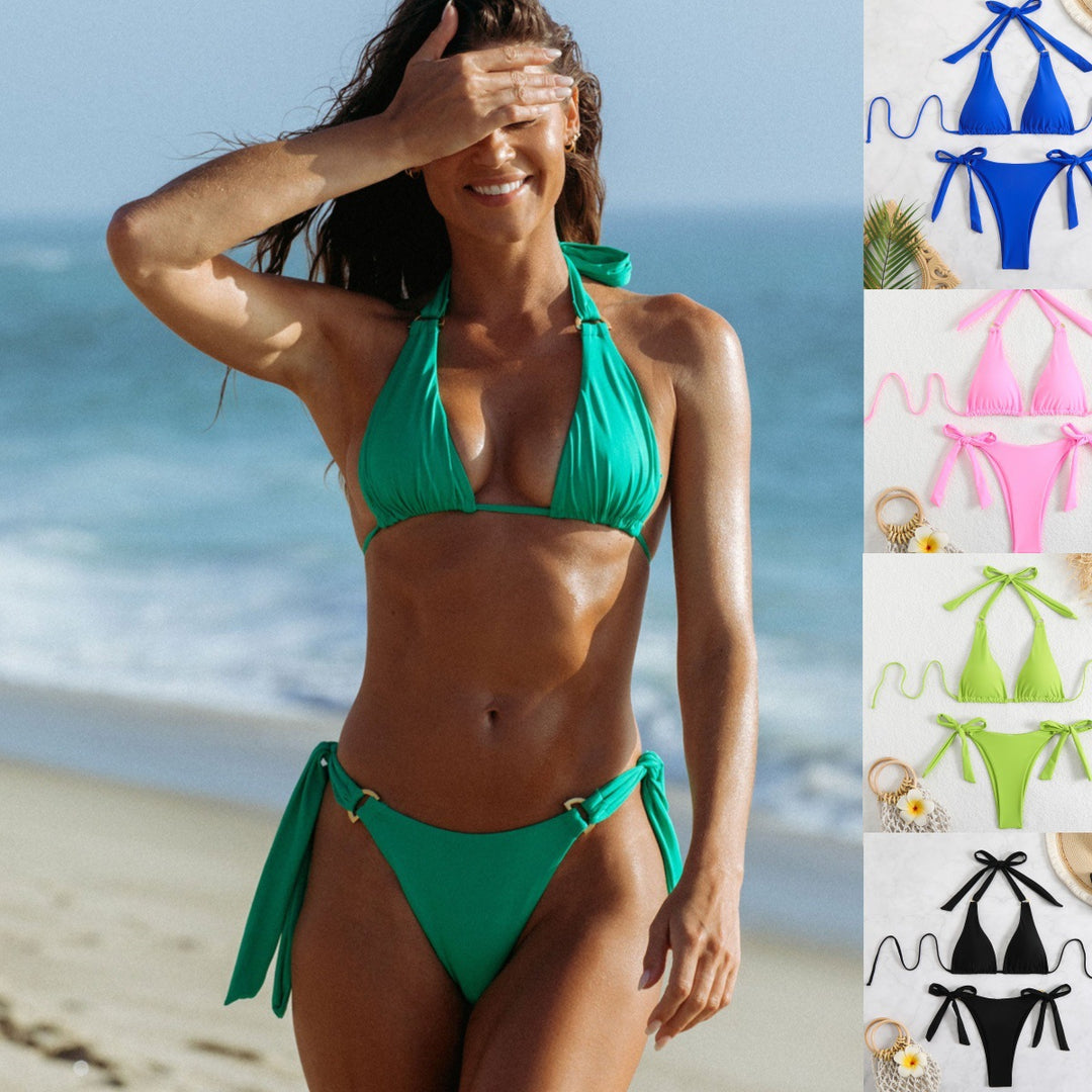 Dame Triangel-Bikini med justerbare sløjfer Skovae
