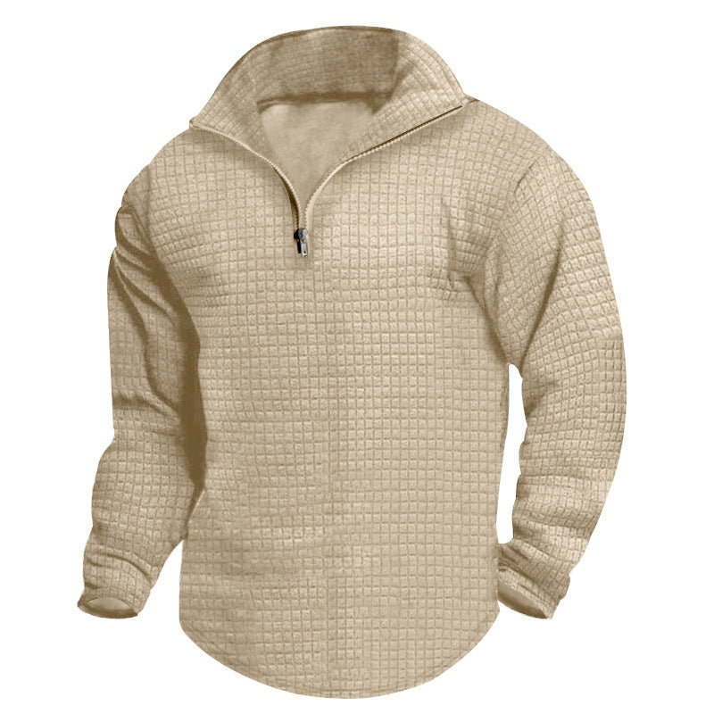 Herrer nan quilted thermo-halfzip med vaffelmønster, børstet foring og afrundet kant Skovae