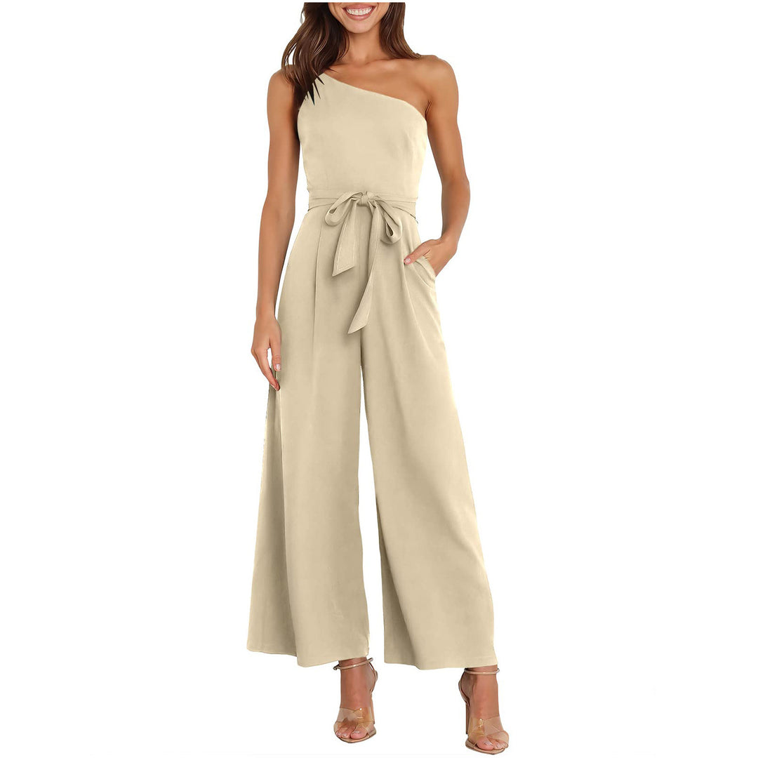 Dame Elegant Jumpsuit med asymmetrisk design og taljebælte Stilla