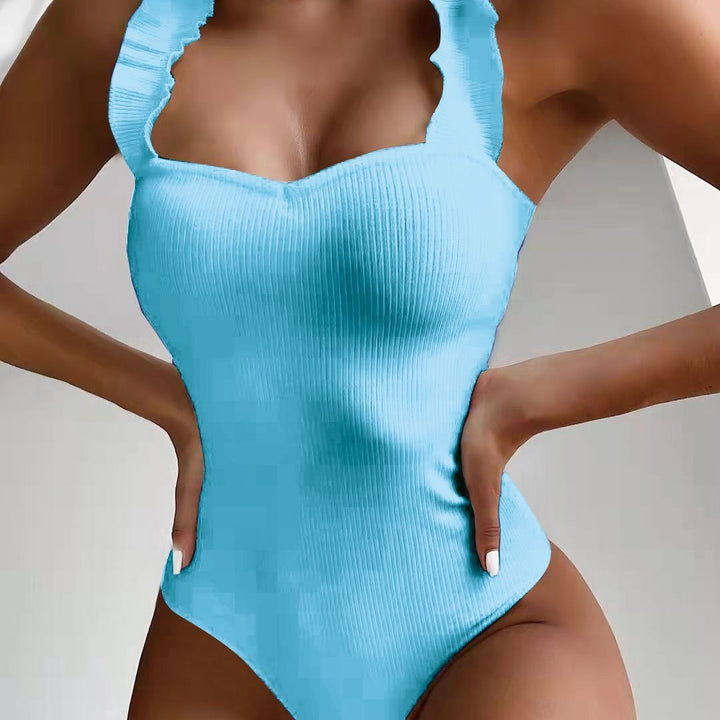 Dame Rufflesweater med Hjerteudskæring One-Piece Badedragt Stilla