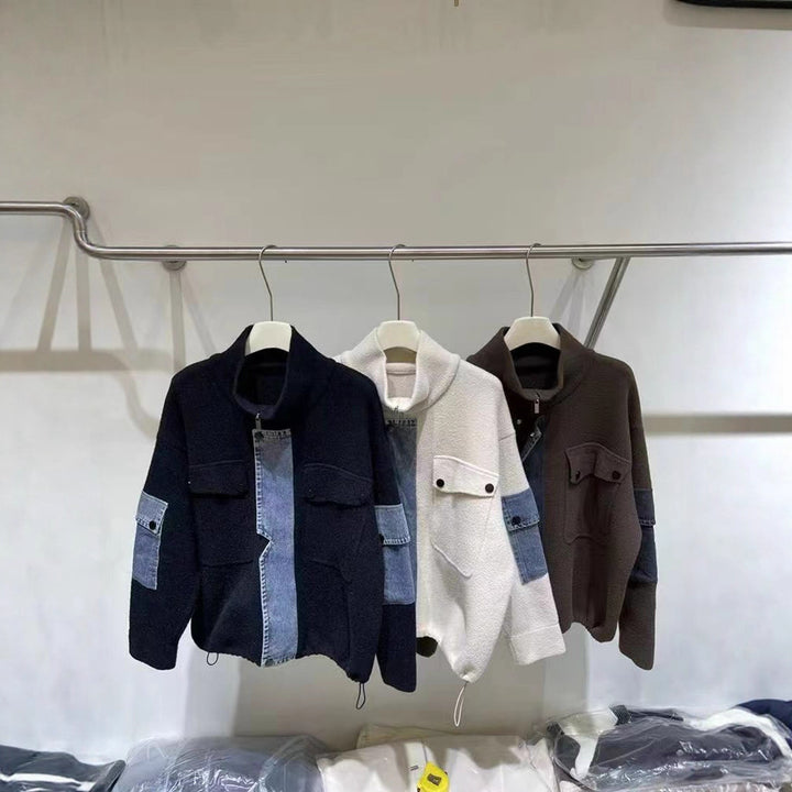 Kvinders overgangsjakke med moderne denimdetalje og høj krave Stilla