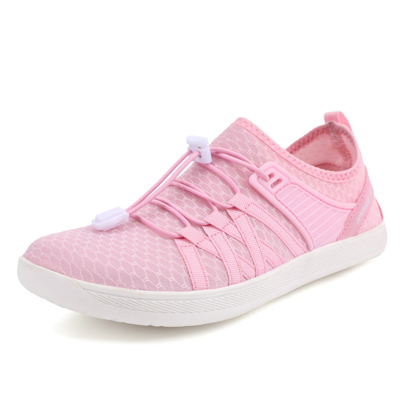 Unisex nan flad by-sneaker med hurtiglukning, elastisk strikoverdel og stødabsorberende let sål Skovae