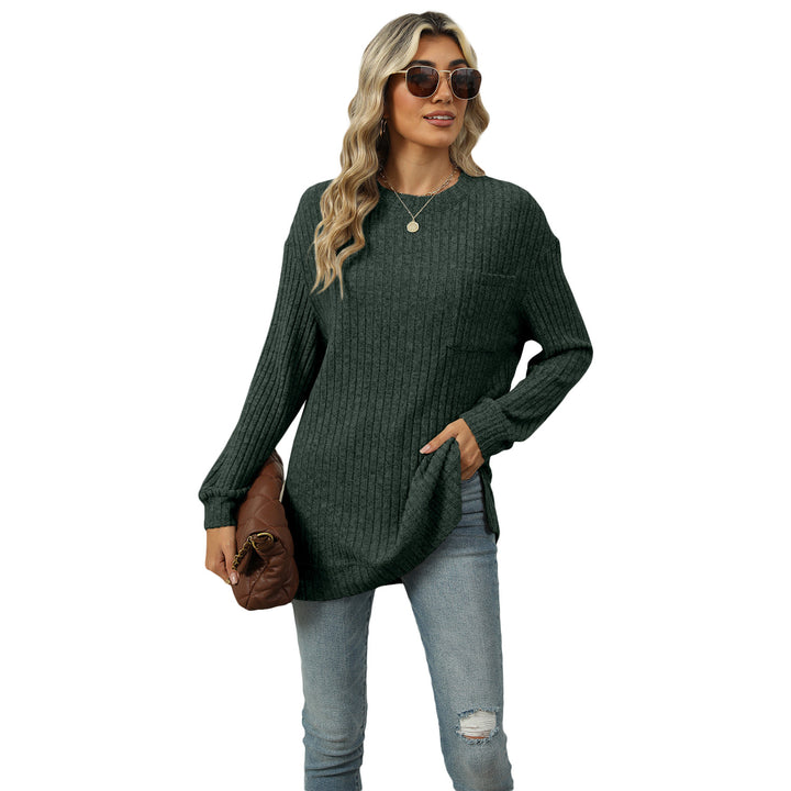 Dame Stor, ribbet sweater med sideslidser Stilla