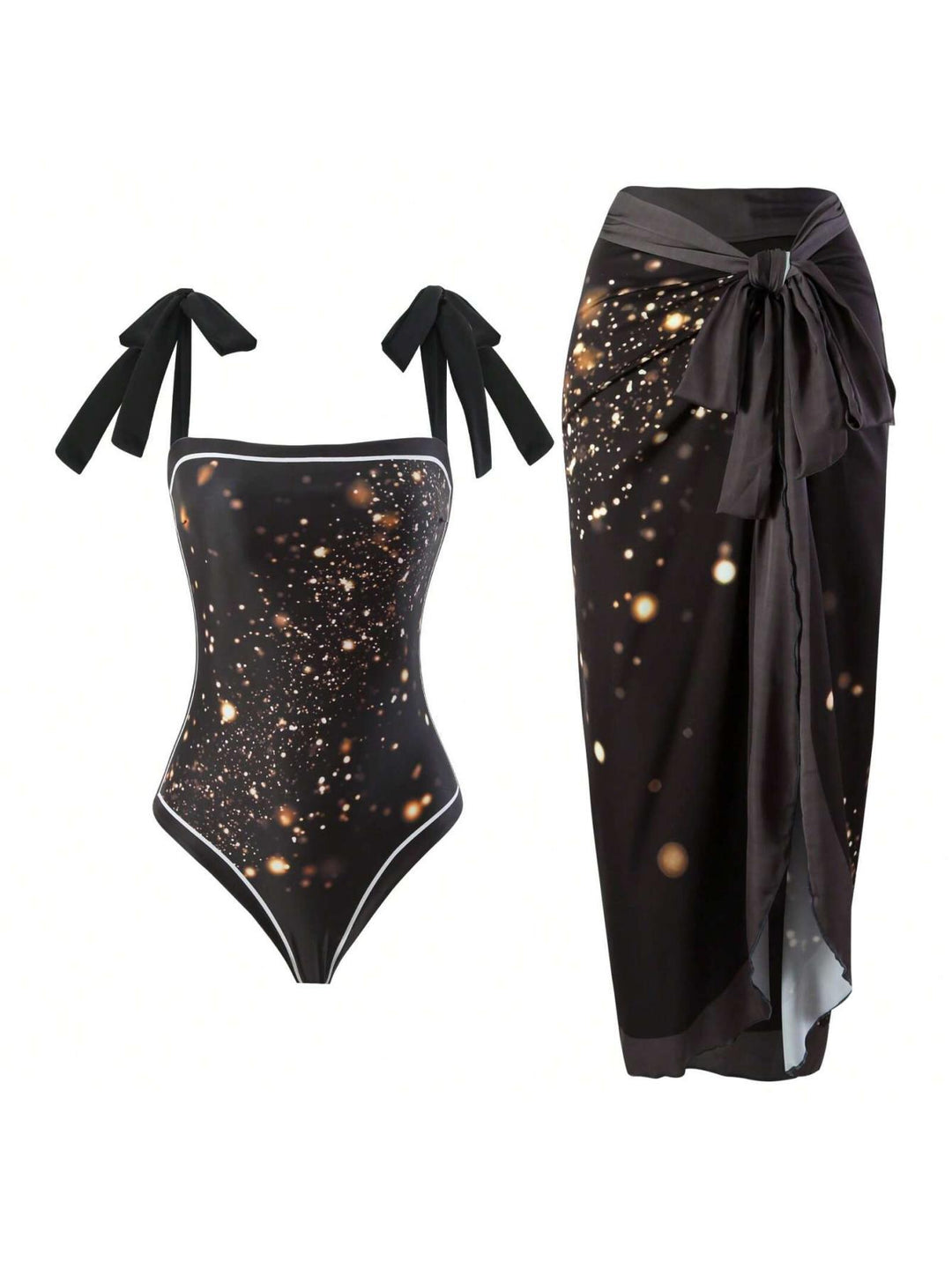 Damer Elegant badedragt med florale accenter og fashionable sarong Skovae