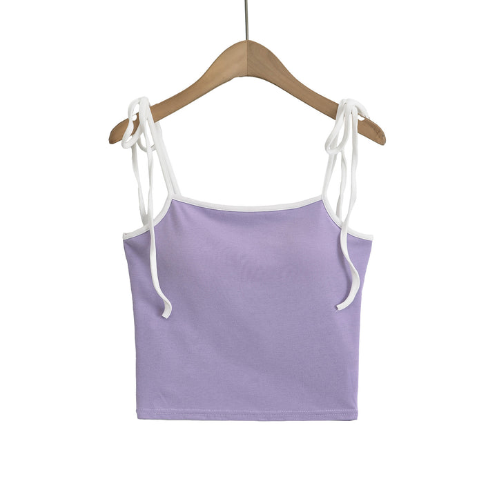 Dame Kortærmet Crop-Top med bindebånd Stilla