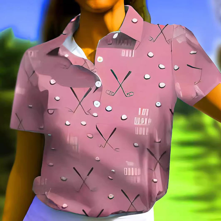 Dame golfshirts med unikt mønster Stilla
