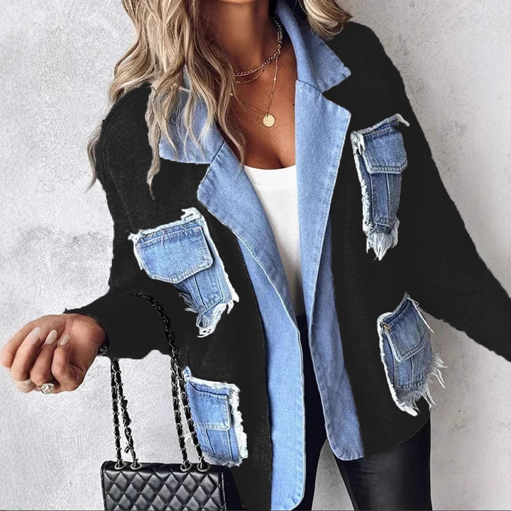 Kvinders afslappede cardigan med to påsyede brystlommer og detalje-elskende denim Stilla