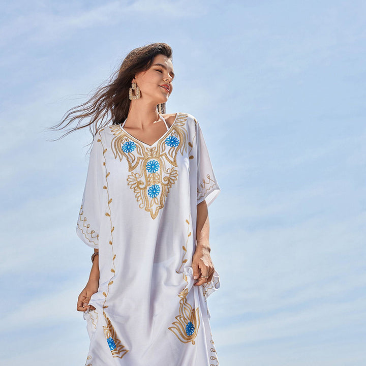 Dame Kaftan med elegante broderier og sidelæg Stilla