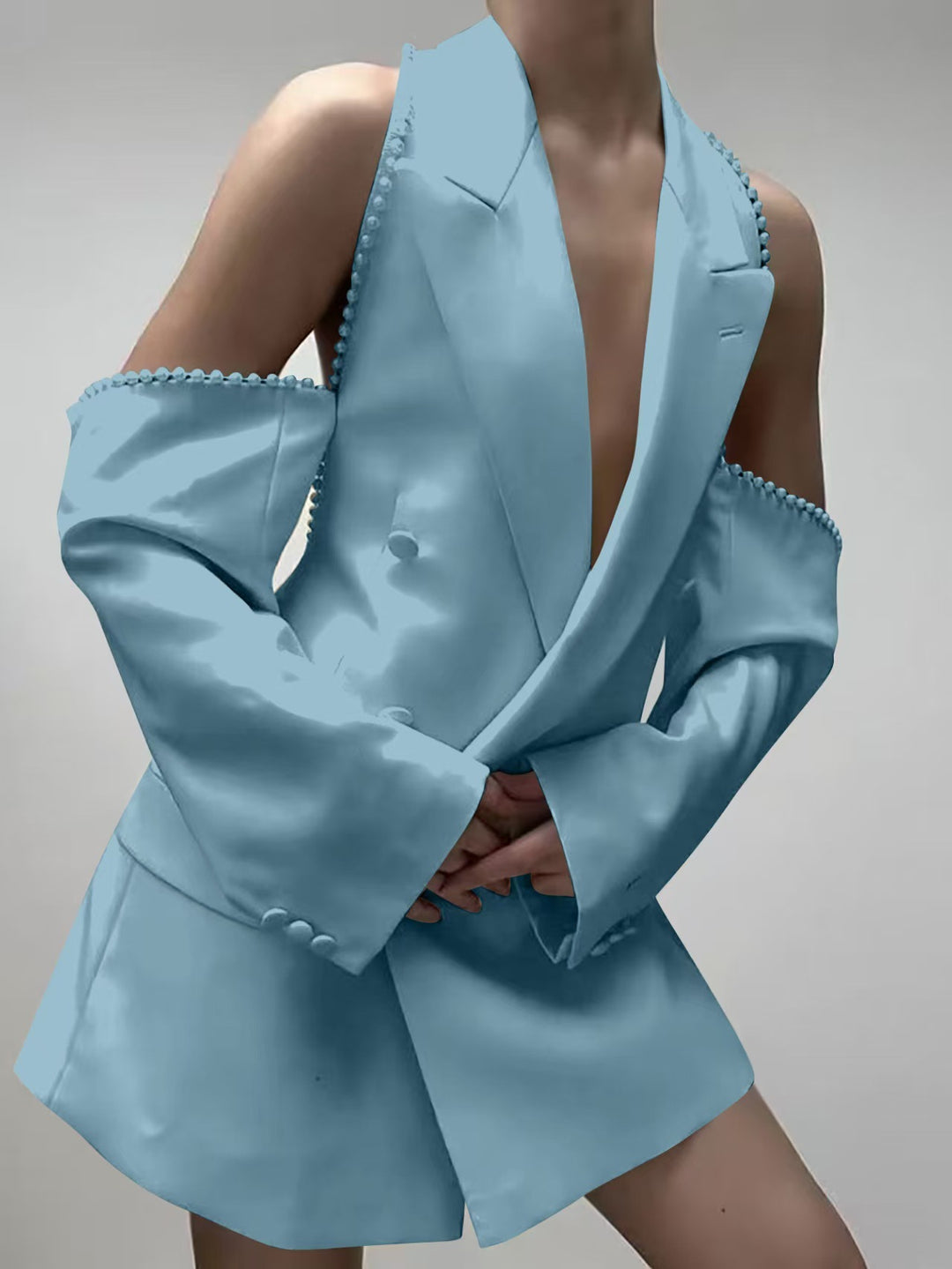 Dame elegant oversized blazer med aftagelige ærmer og strukturerede detaljer Stilla
