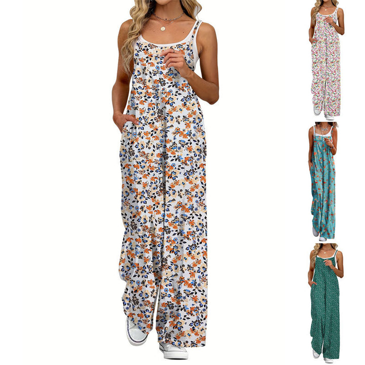 Dame Casual Jumpsuit med blomstrede mønstre og praktiske lommer Skovae