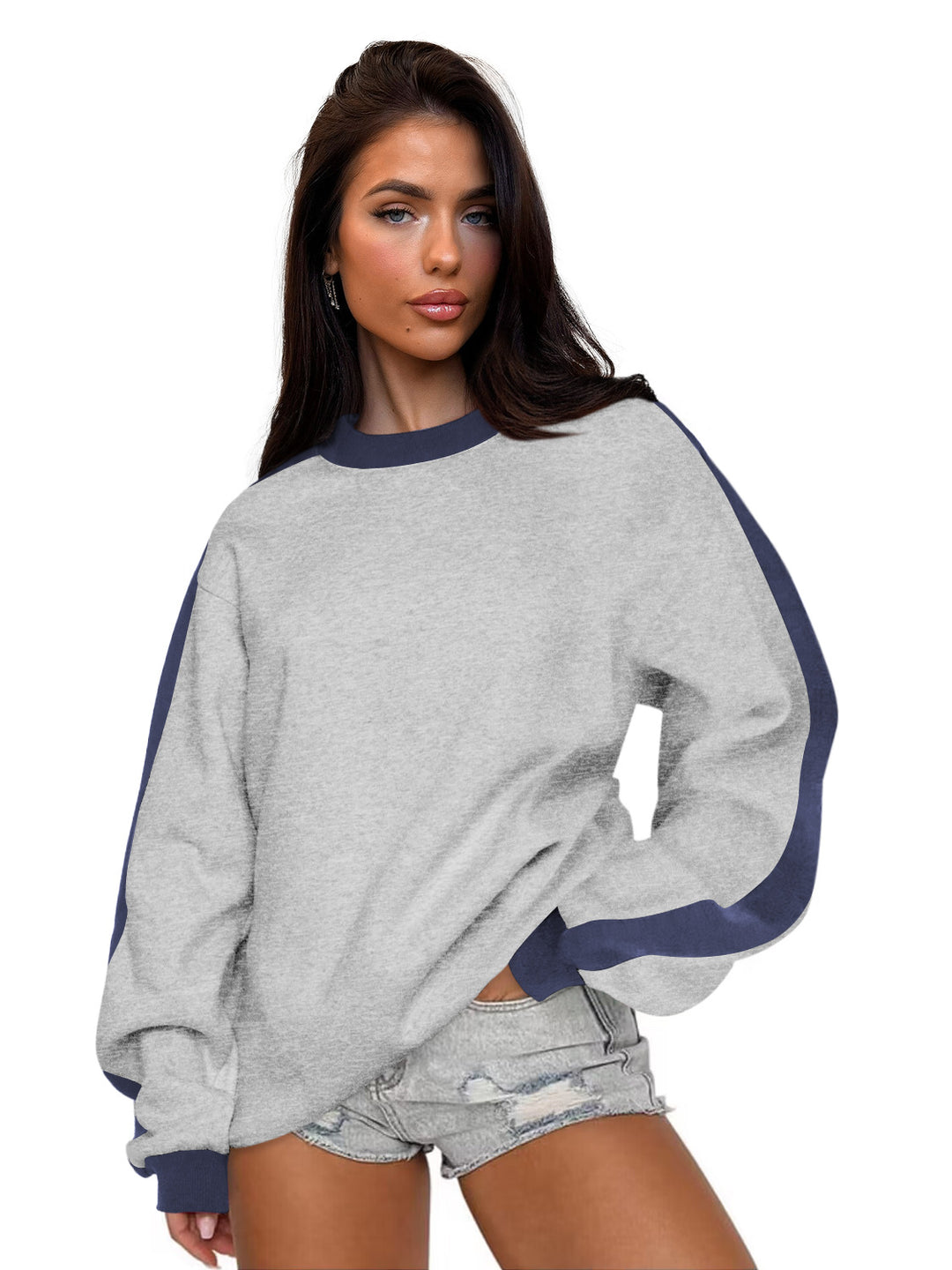 Dame mode sweatshirts med kontrastærmer Stilla
