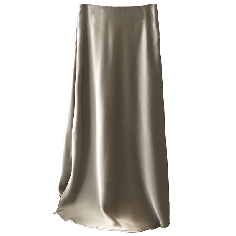 Dame elegant Maxikjole i flydende satin med høj talje og bred pasform Stilla