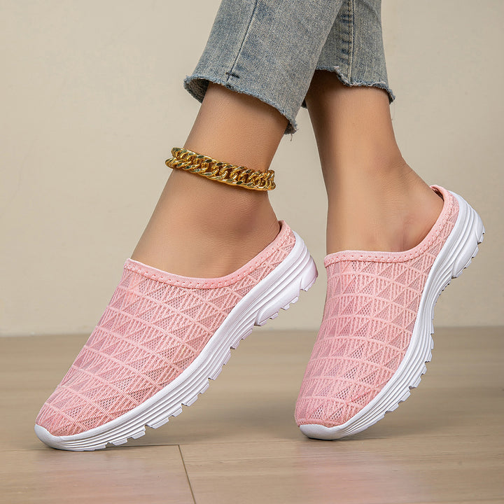 Damer nan åndbar net-sneaker med diamantstruktur-overdel og dæmpet let sål Skovae