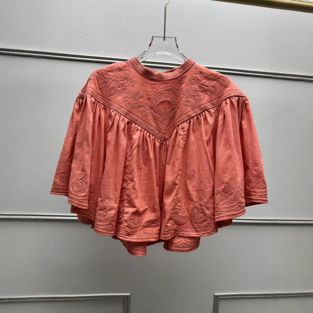Dame volantskirt med detaljeret broderi og elastisk bæltedel Stilla