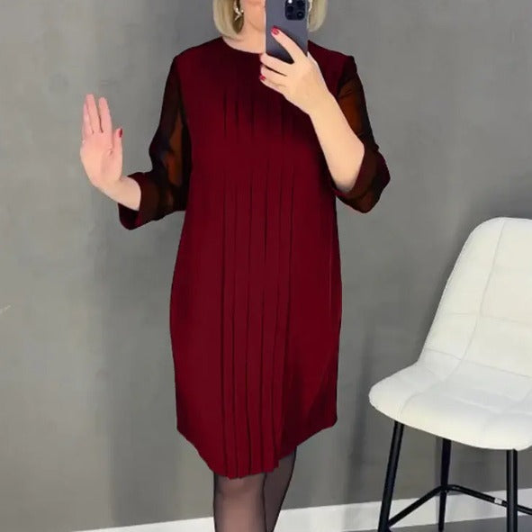 Kvinders maxikjole med elegant drapering og gennemsigtige ærmer Stilla