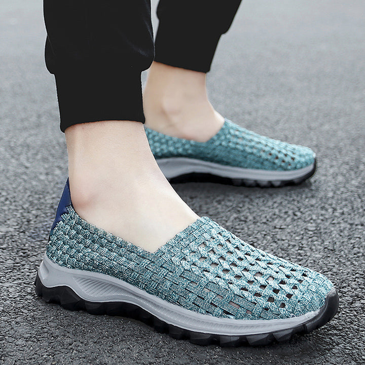 Unisex nan flettede elastiske slippers med let dæmpende sål Skovae