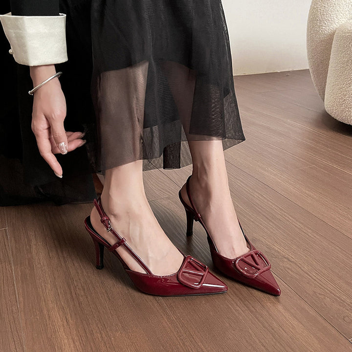 Dame Sling-Pumps med elegant spænde dekoration og moderne glans Stilla