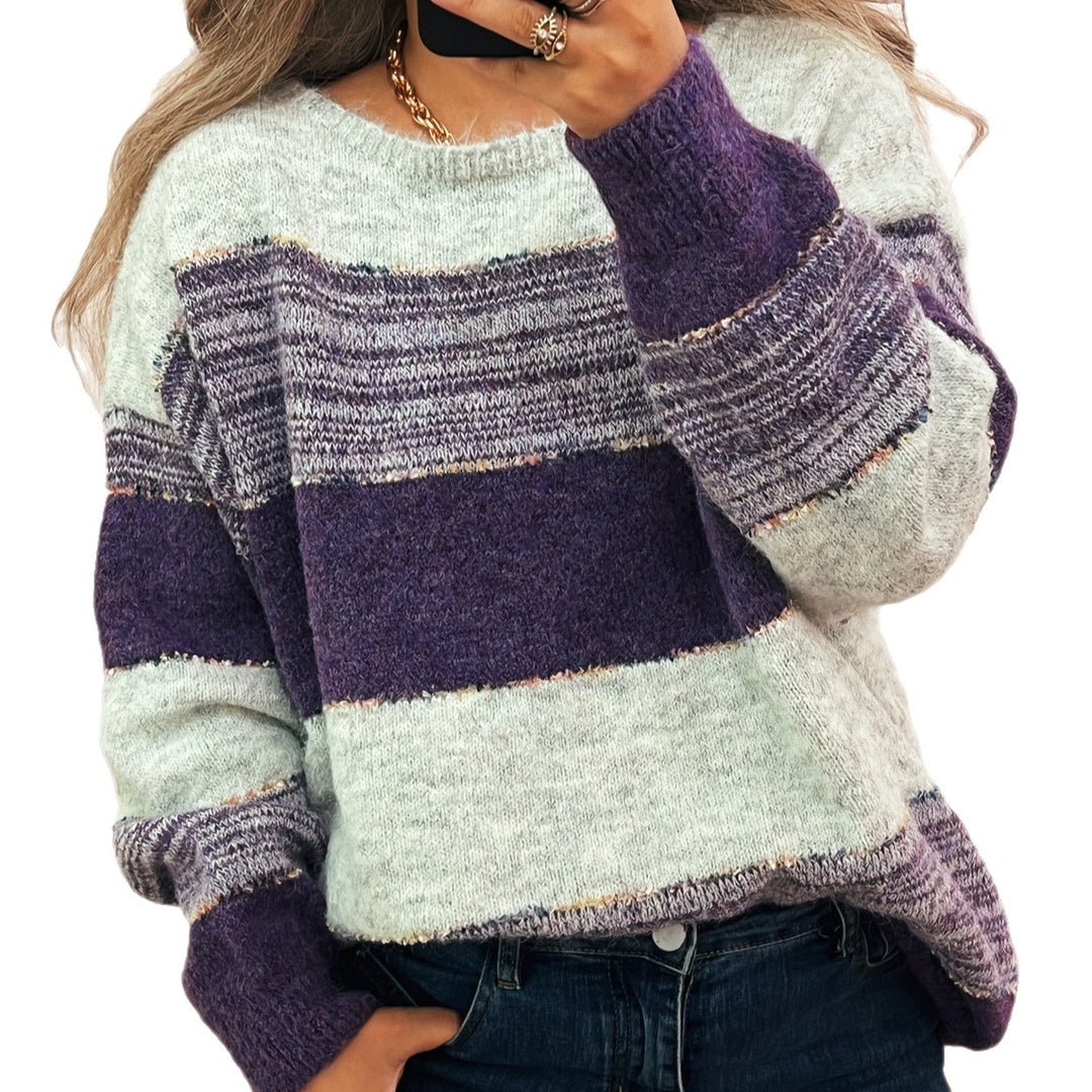 Kvinders hyggelige oversized sweater med trendy stribemønster og afslappet snit Stilla