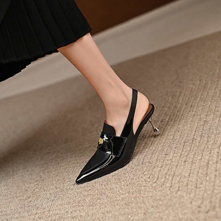 Femme Spids-Tå Slingback Hæle med elegant Accent Stilla