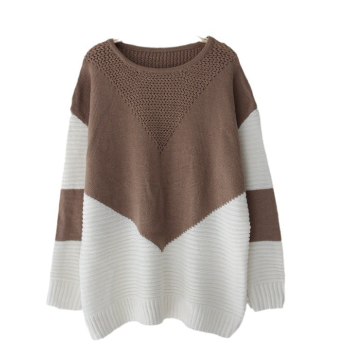 Dame strik pullover med moderne zigzag mønster og strukturerede ærmer Stilla