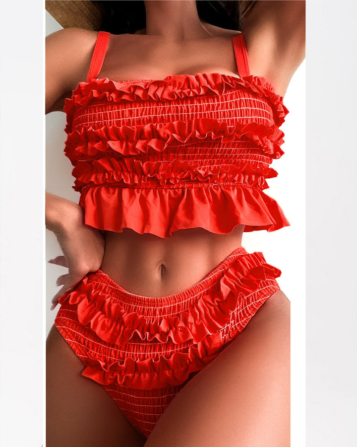 Dame High-Waisted Bikini-bund med flæsedetaljer Skovae