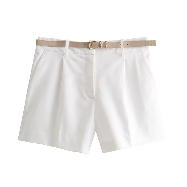 Dame elegante shorts med praktisk bælte Skovae