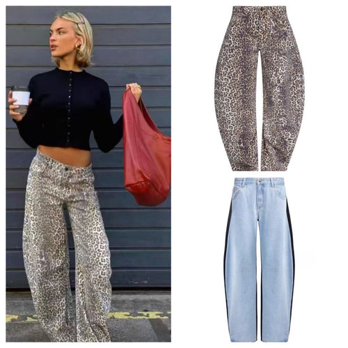 Dame Relaxed Fit Leopardmønster Bukser Stilla
