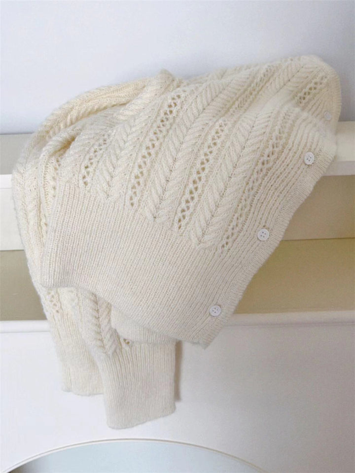 Kvinders cardigan med delikat mønster og knapdetaljer Stilla