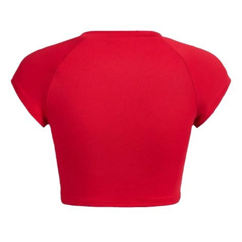 Dame crop-top med kreativt øje motiv og tætsiddende pasform Skovae