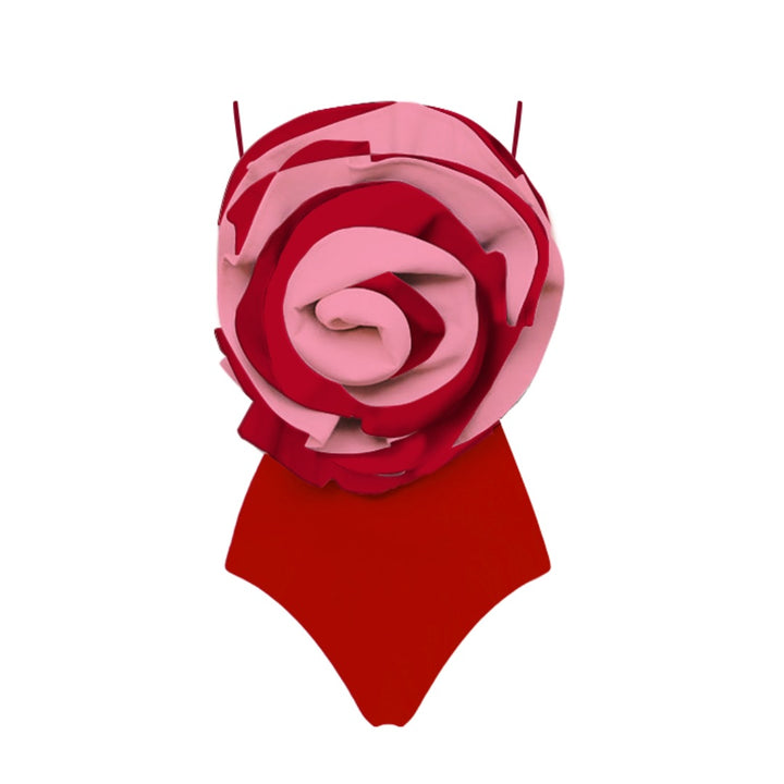 Dame badedragt med dekorativt rosemotiv Skovae