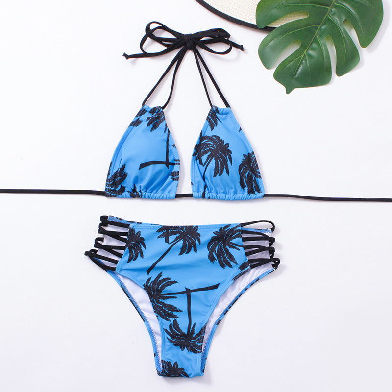 Dame Triangel-Bikini med raffineret snit og legende palmeprint Stilla