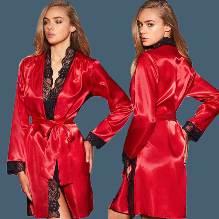 Dame sensuelle satin-kjoler med blondebånd Stilla