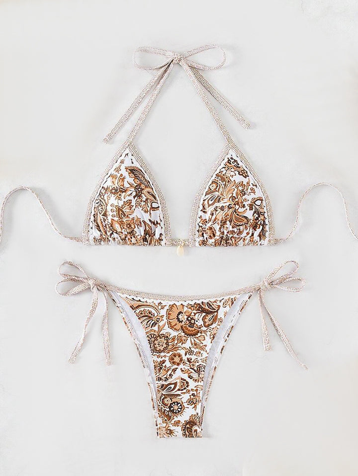 Dame triangel-bikini med detaljeret floral-design Skovae