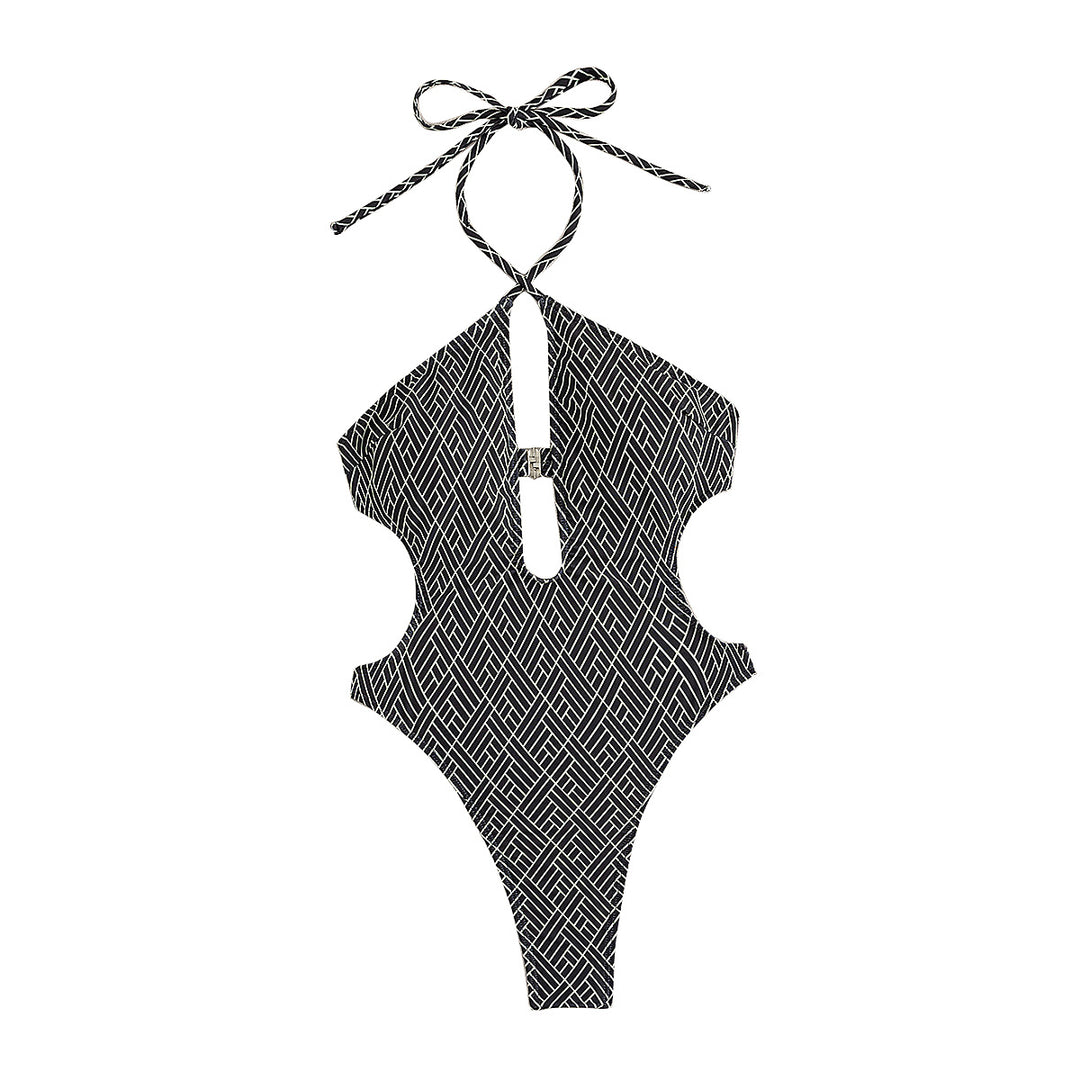 Damer én-delt badedragt med kreativ cut-out Skovae