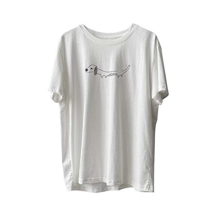 Dame afslappet T-shirt med legende dyremotiv og høj kvalitet bomuld Stilla