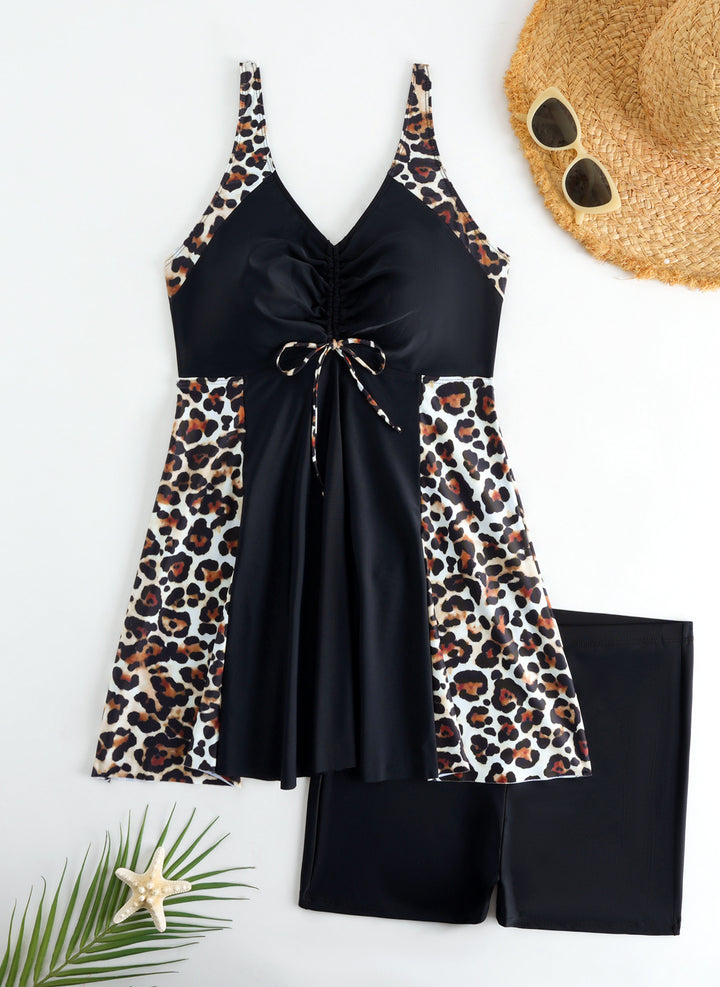 Dame Strandkjole Badedragt med elegant leopardmønster Skovae