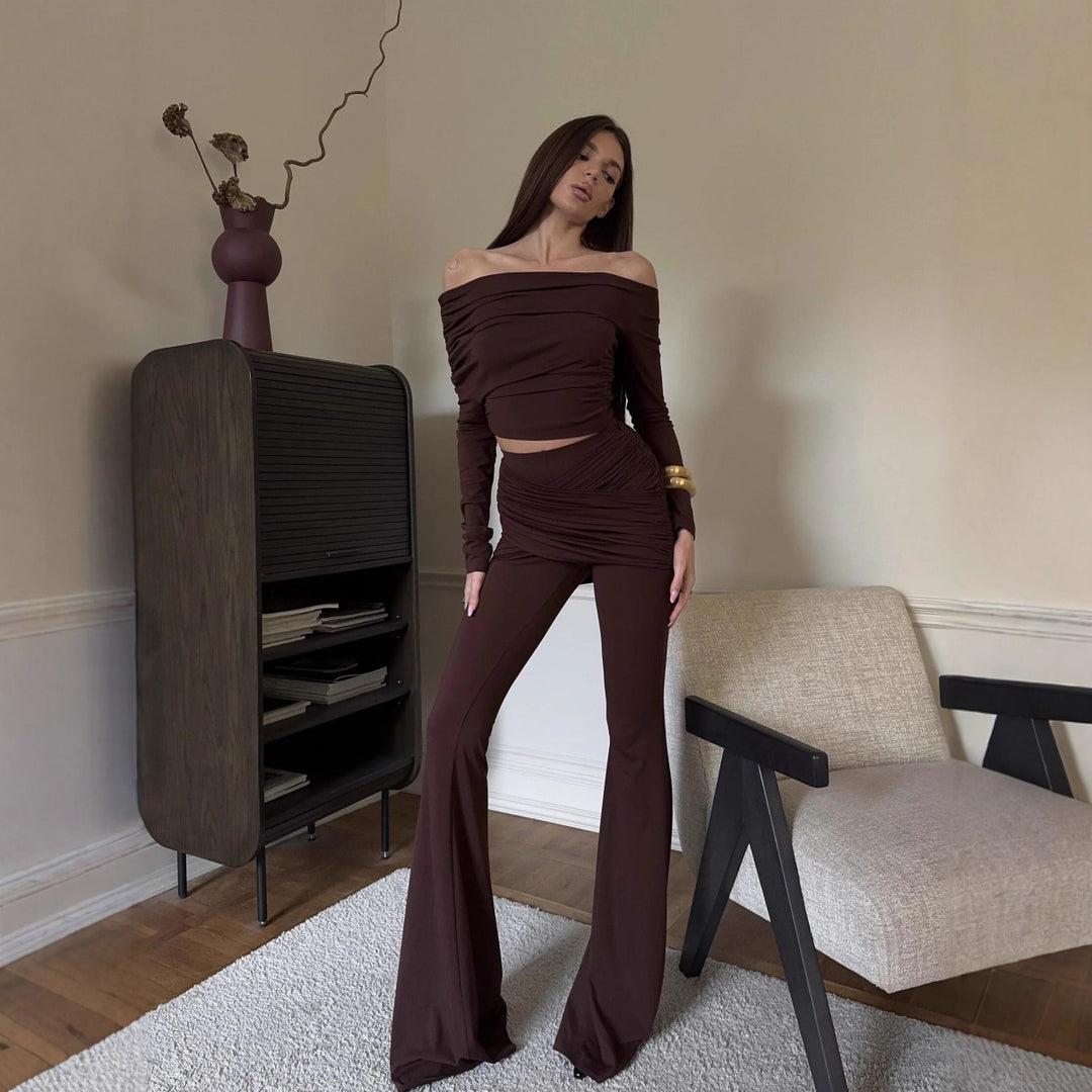 Kvinder Elegant Jumpsuit med Bred Ben og Off-Shoulder Design Stilla